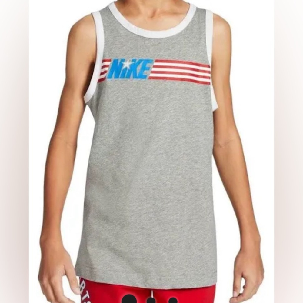 Nike Boys Americana Tank Tops Medium Bundle of 2 1 Grey and 1 Blue Pre-owned - Picture 2 of 7